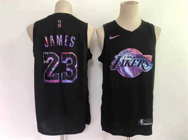 Mens Los Angeles Lakers #23 LeBron James Black Stitched Basketball Jersey